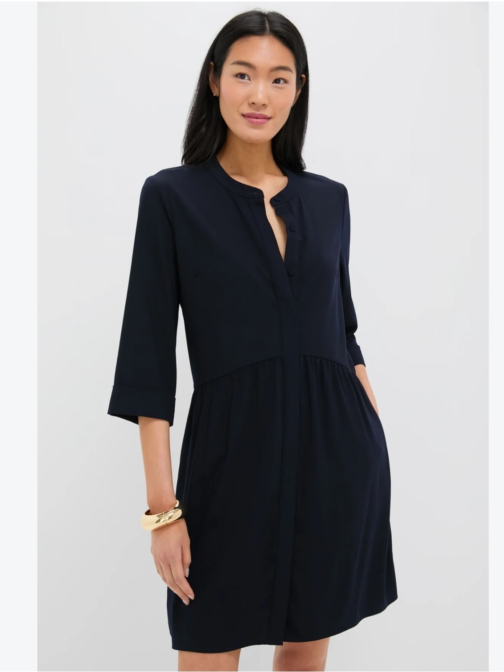 Tuckernuck Navy Crepe Royal Shirt Dress Size S
